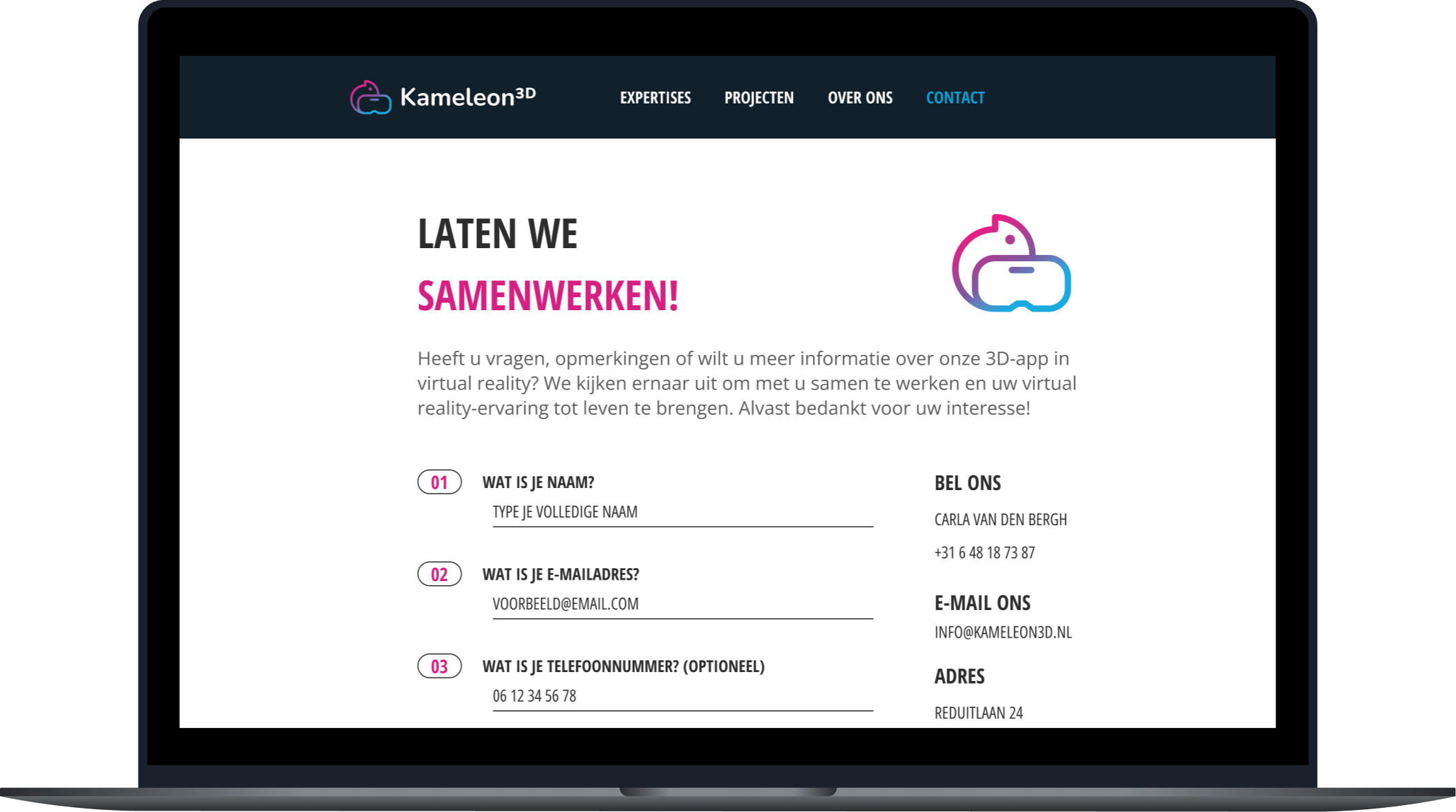 Kameleon 3D website impressie